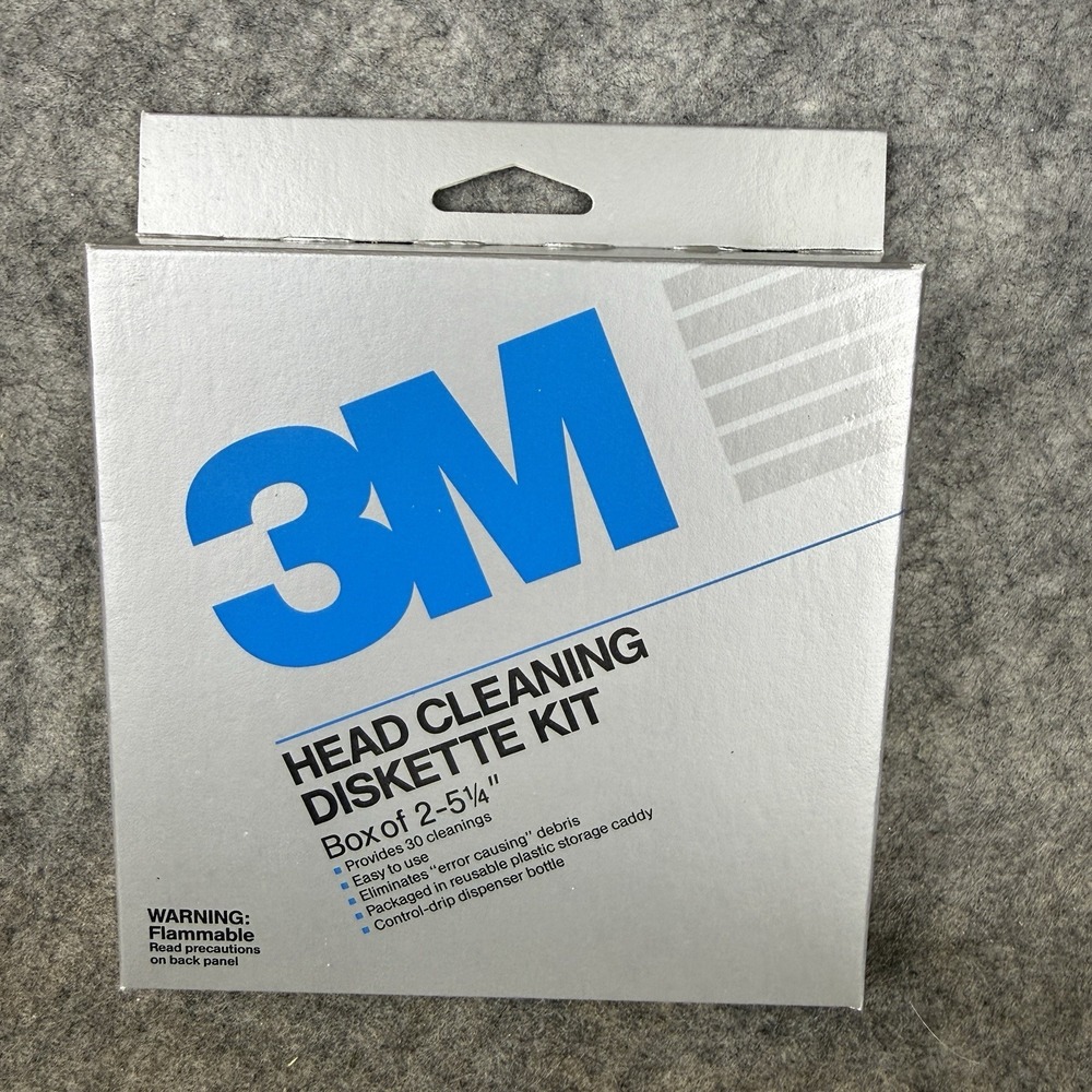 NEW, NOS 3M Head Cleaning Diskette Kit Box of 2 x 5.25" Vintage 1989 NIB B33